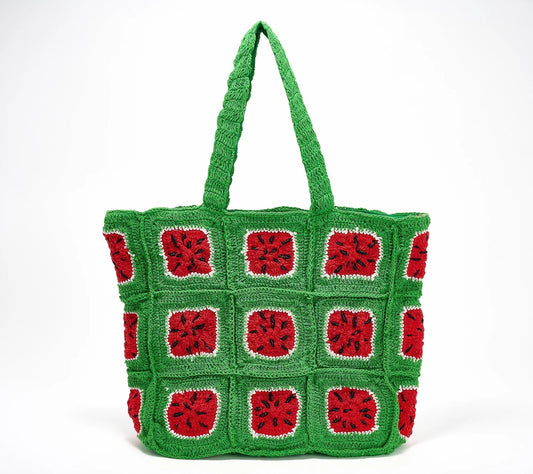 Embellished & Crocheted Zip Top Tote
