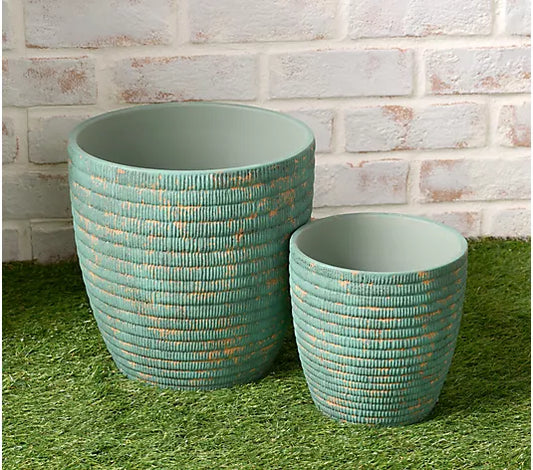 Set of 2 Stoneware Planters